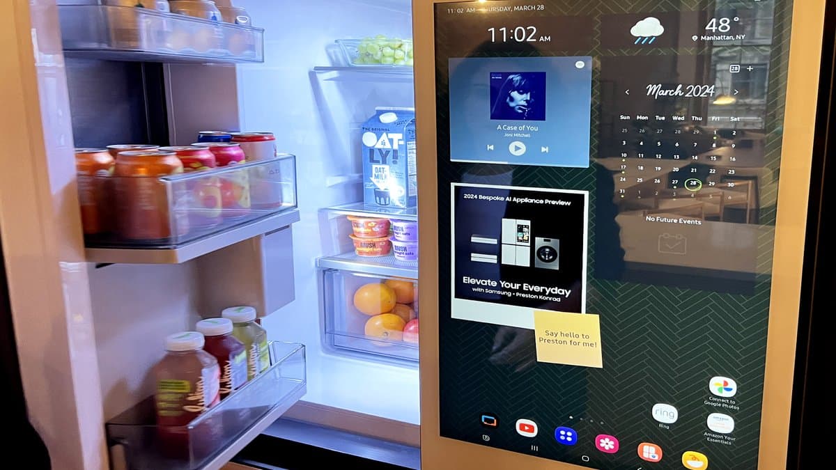 Samsung Bespoke AI refrigerator with AI Vision Inside camera system and smart display