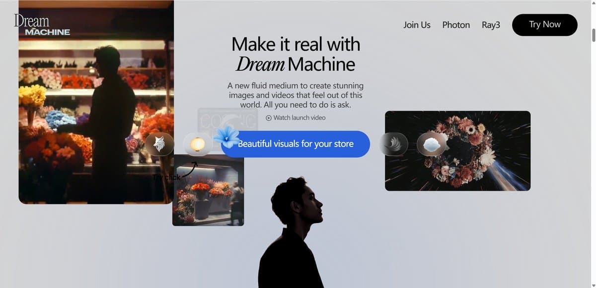Luma Dream Machine interface showing 3D-aware video generation and scene understanding
