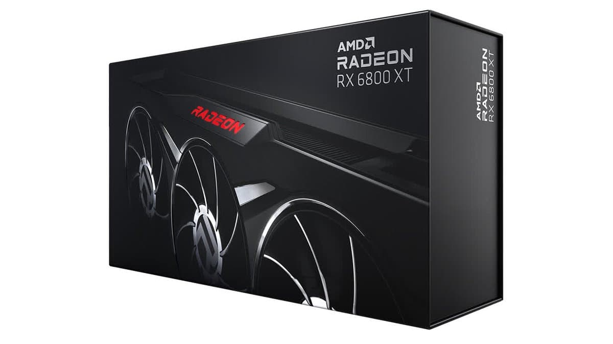 AMD RX 6800 XT graphics card with red and black design