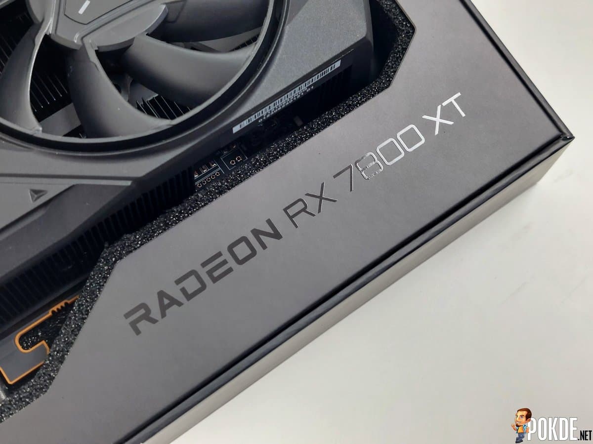 AMD RX 7800 XT graphics card with red accents