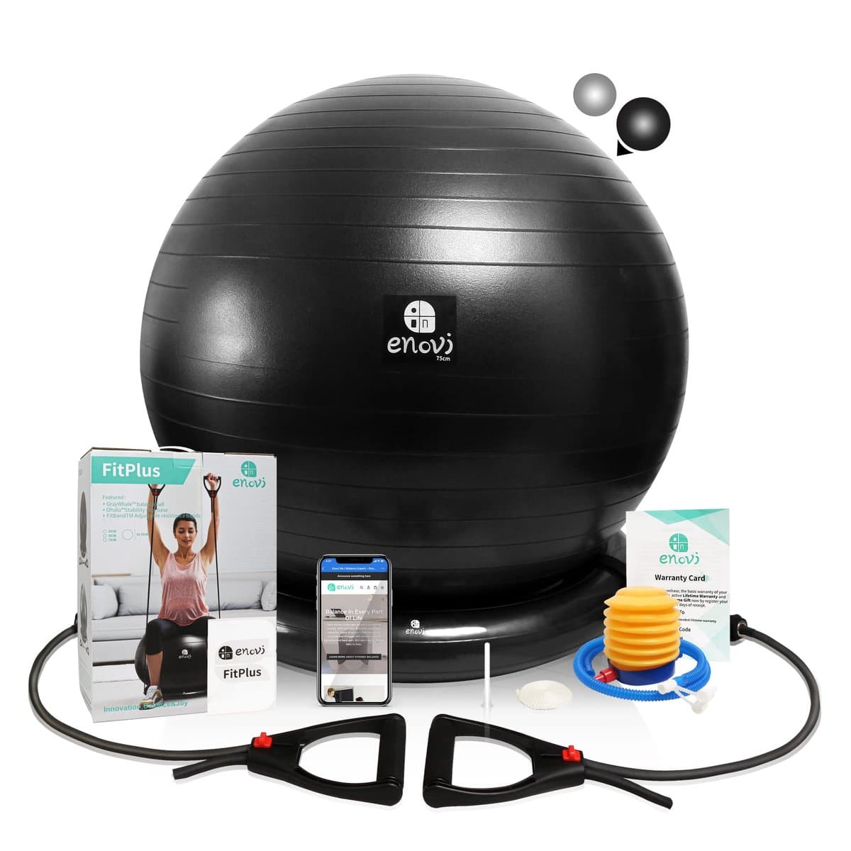 Resistance band tower system with multiple bands and stability ball workout setup