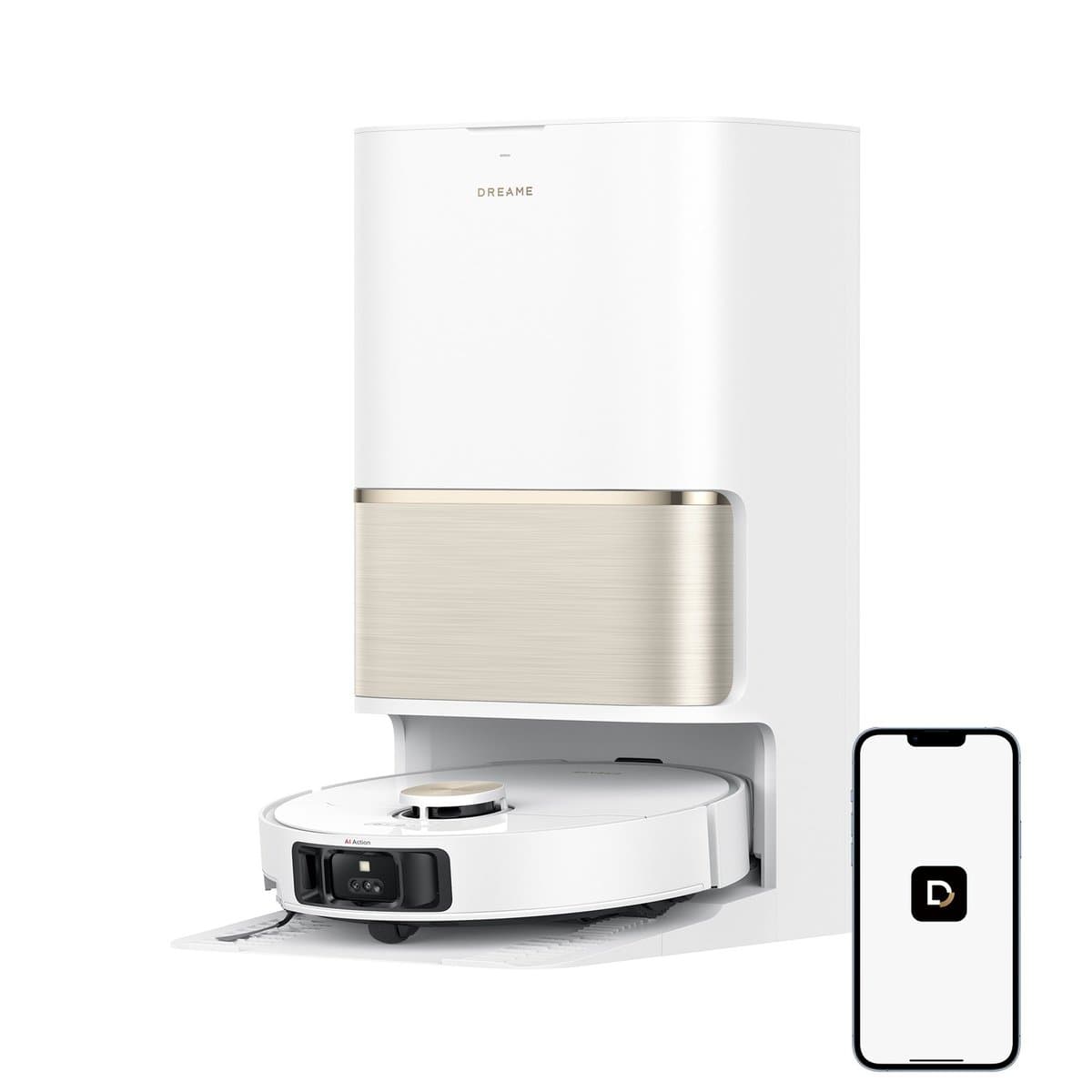 Dreame L50 Ultra robot vacuum with sleek white and black design on hardwood floor