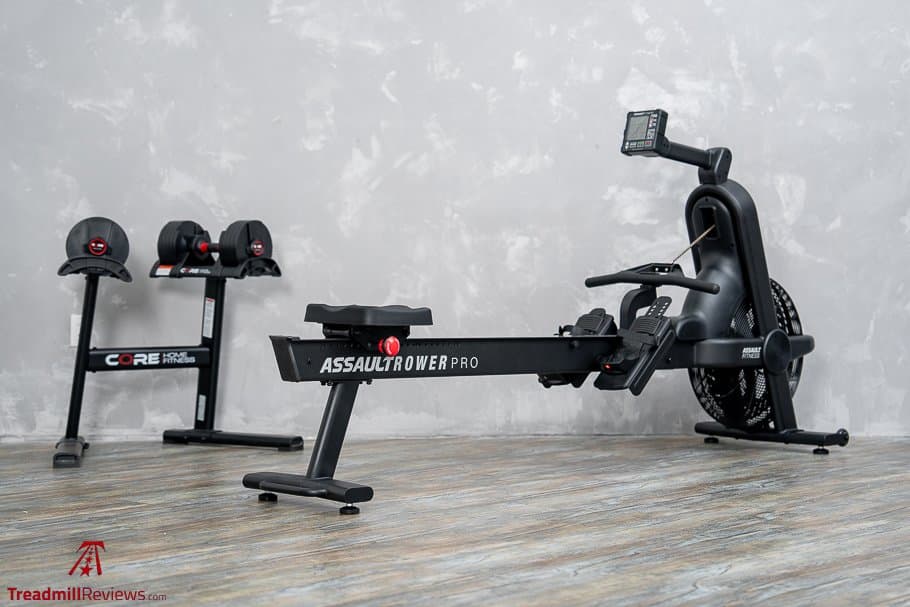 AssaultRower Pro rowing machine in black with steel frame construction