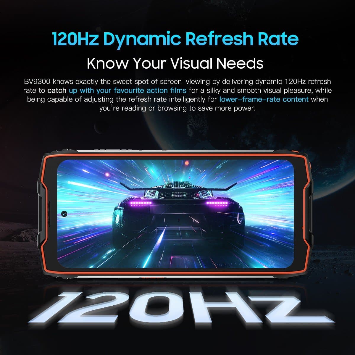 Blackview BV9300 displaying its large battery capacity and reinforced rubber corners