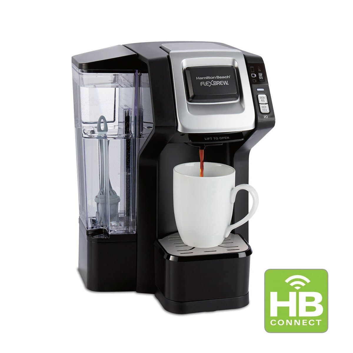 Hamilton Beach FlexBrew WiFi coffee maker with dual brewing options and app control