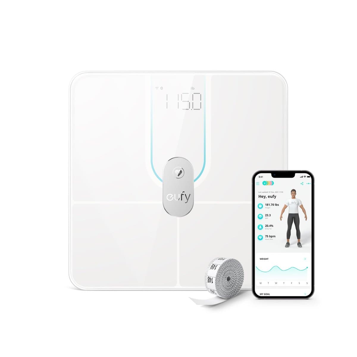 Eufy P2 Pro smart scale showing comprehensive body metrics