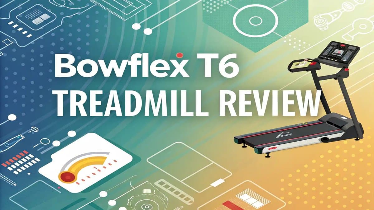 Bowflex T6 treadmill showing its compact folding design and digital interface