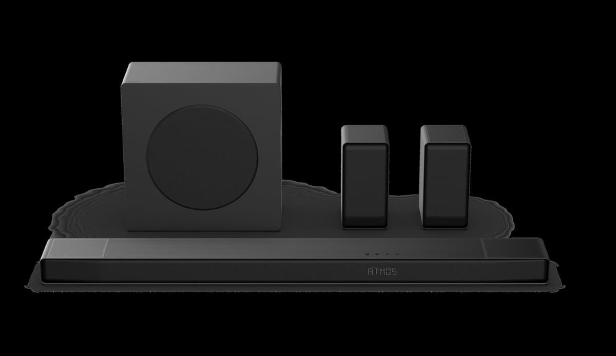 Best budget Dolby Atmos soundbars under $500 arranged on entertainment center