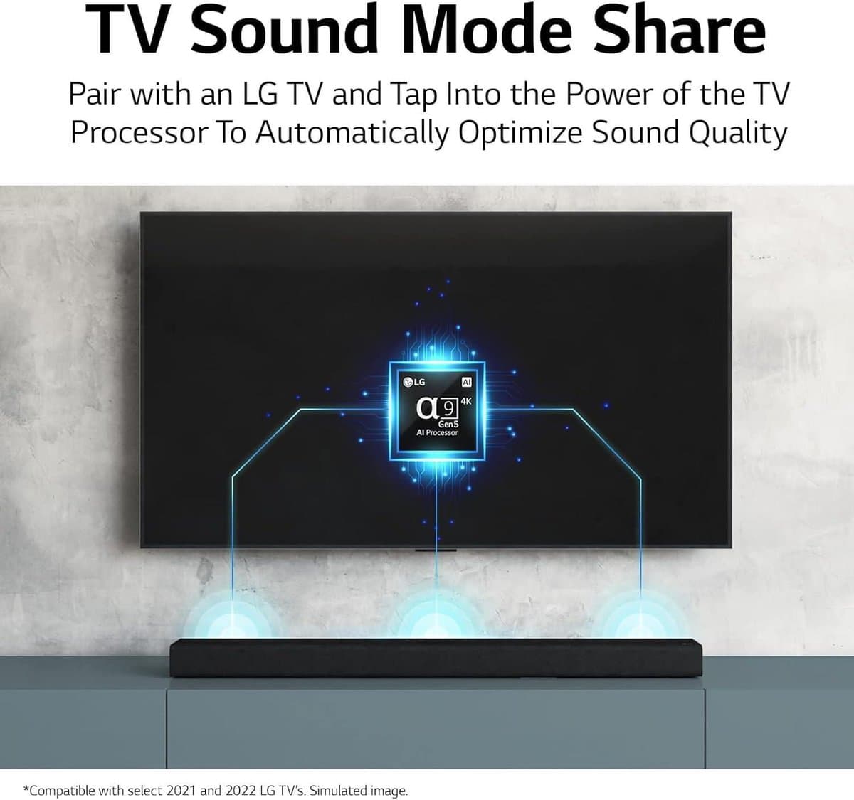 LG S80TR soundbar with AI-powered room correction display