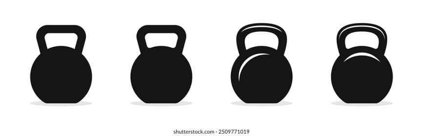 Set of different weight kettlebells arranged for progressive training
