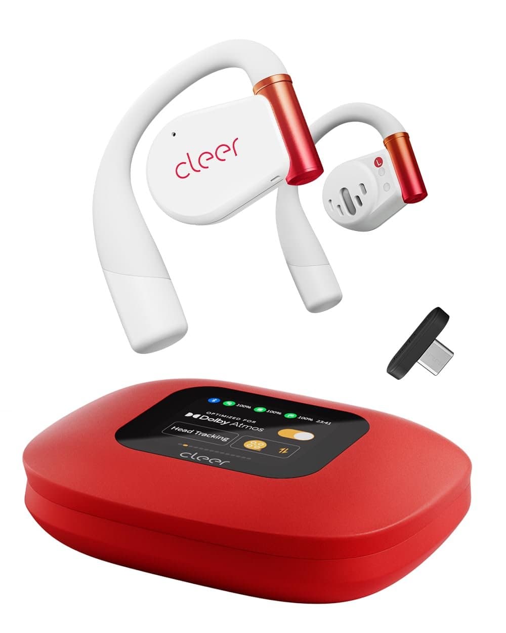 Cleer ARC 3 open-ear headphones in space gray with visible drivers and sport design