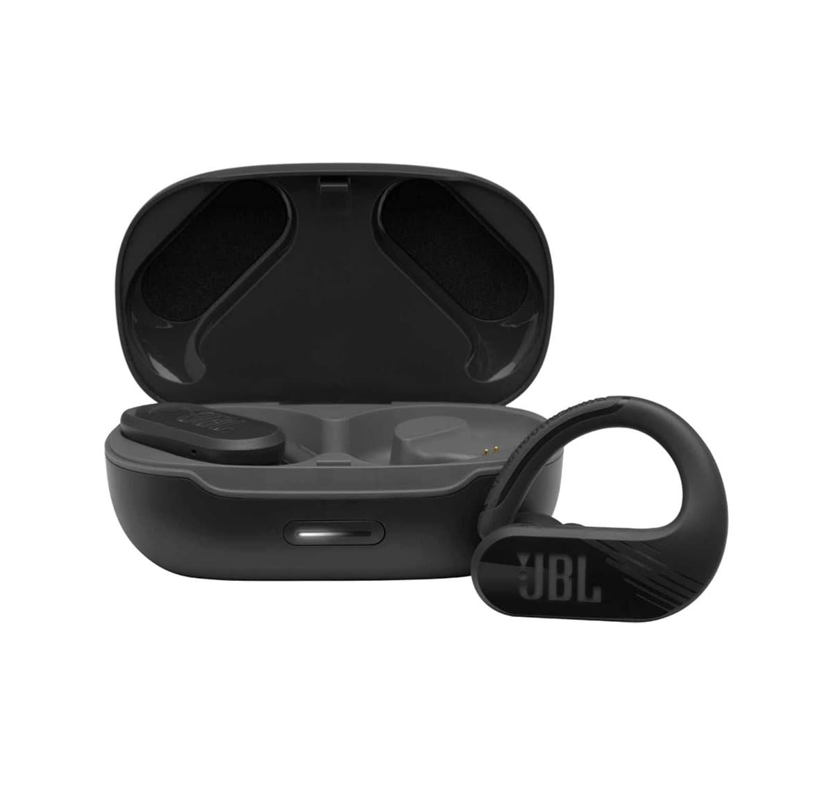 JBL Endurance Zone headphones in black with waterproof design and control buttons visible