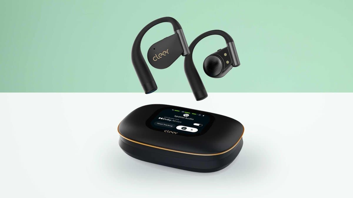 JLab Epic Open Sport headphones in neon green with over-ear hook design and sport styling