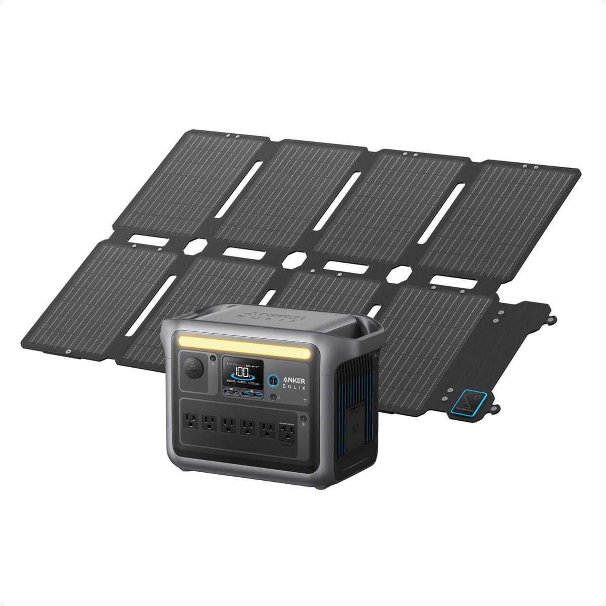 Anker SOLIX C1000 portable power station with solar panel setup