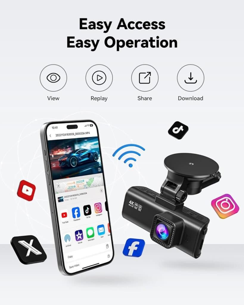 Red Tiger F7NP front and rear dash cam with night vision enhancement
