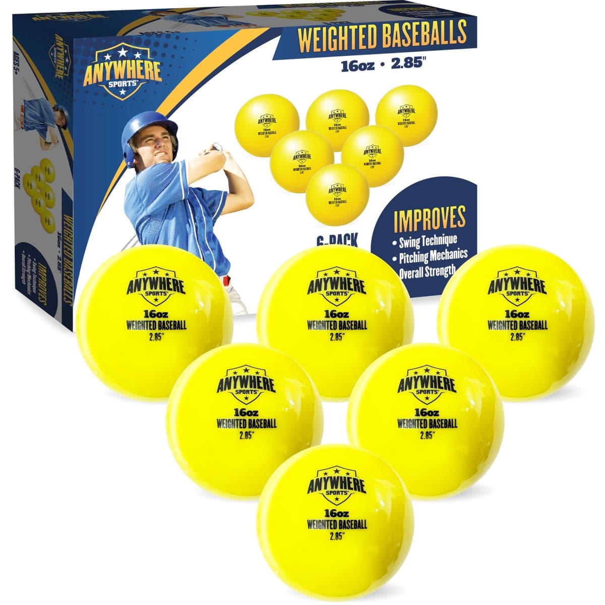 Set of weighted training baseballs in different weights with carrying case